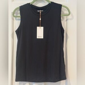 Quince Black Sleeveless Crewneck Tank Top